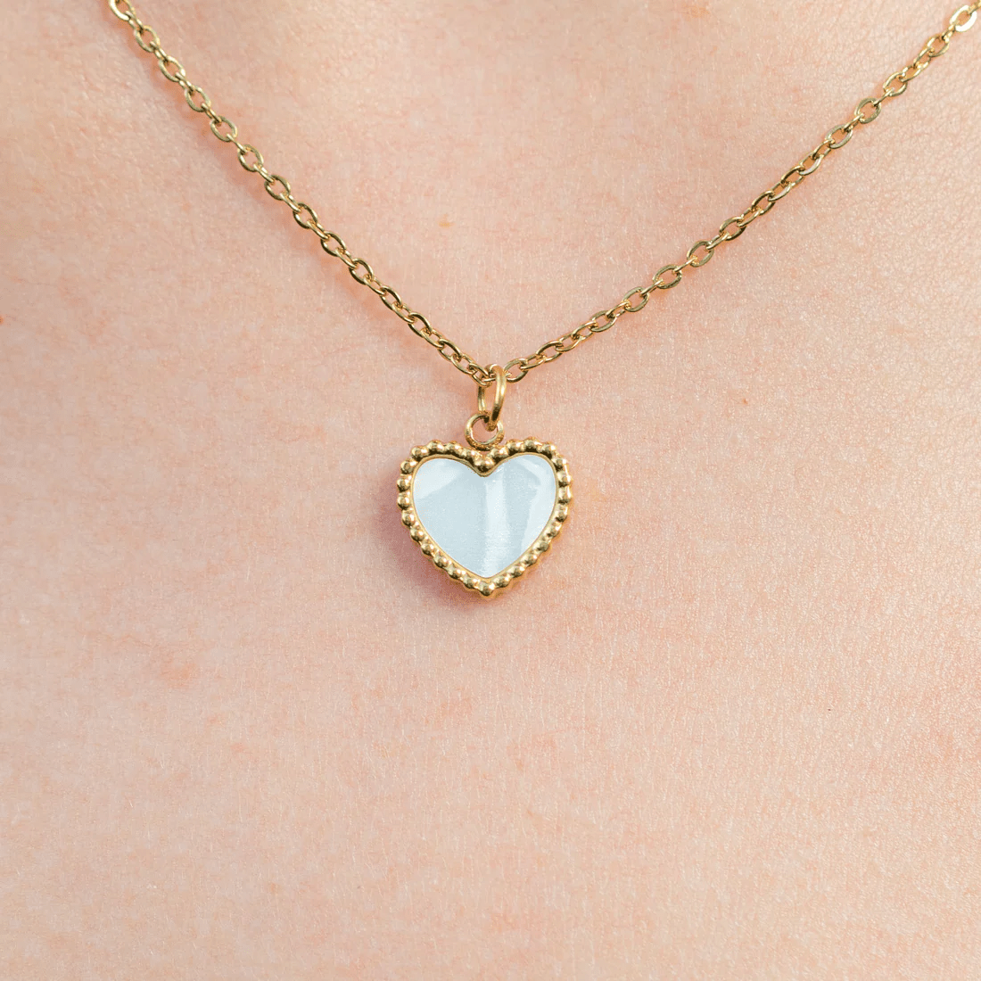 CADENA WHITE HEART - ORO GOLD FILLED 18K - Mi tienda