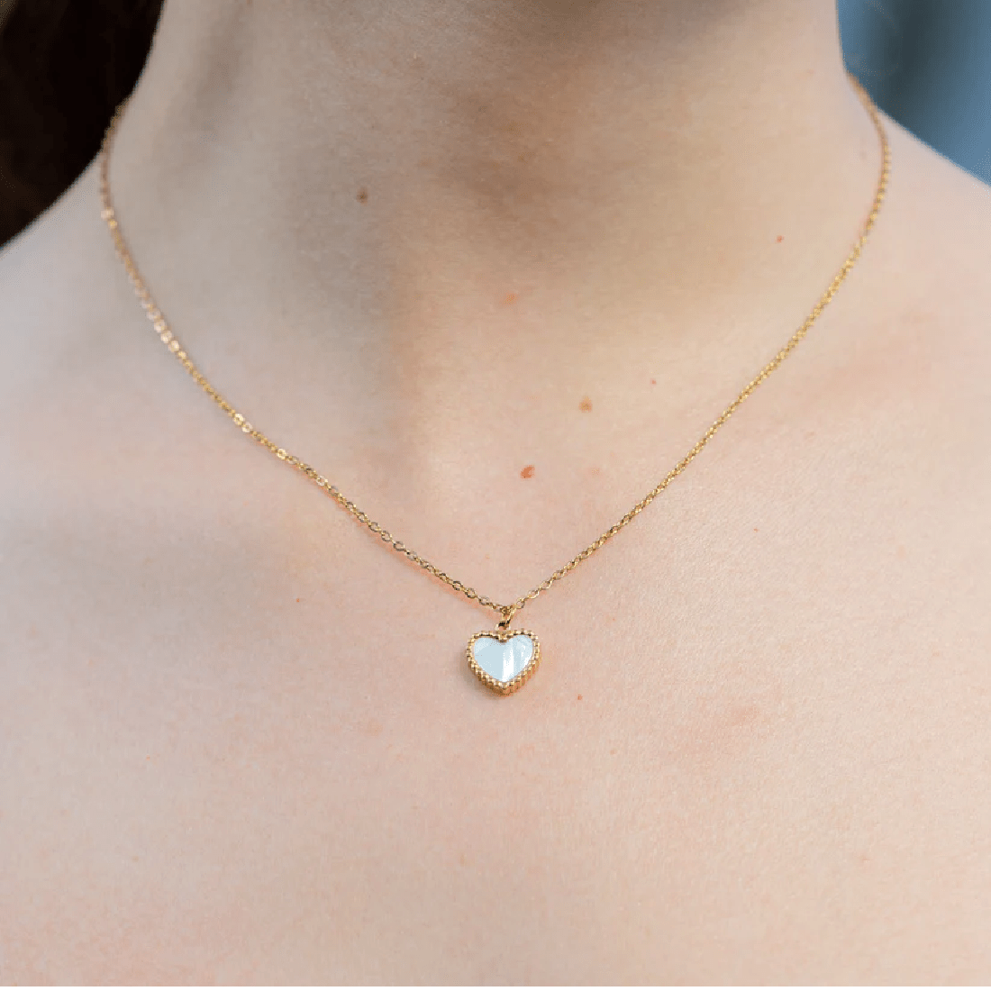 CADENA WHITE HEART - ORO GOLD FILLED 18K - Mi tienda