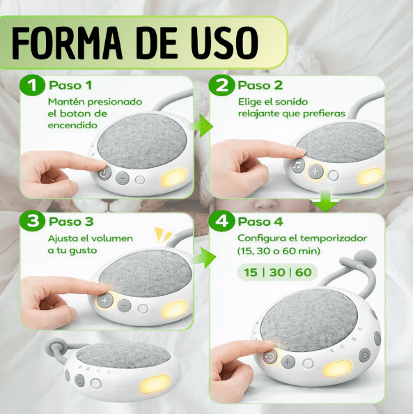 MÁQUINA DE RUIDO BLANCO - LUZ LED - PARA BEBÉ - Mi tienda