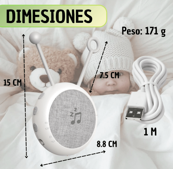 MÁQUINA DE RUIDO BLANCO - LUZ LED - PARA BEBÉ - Mi tienda